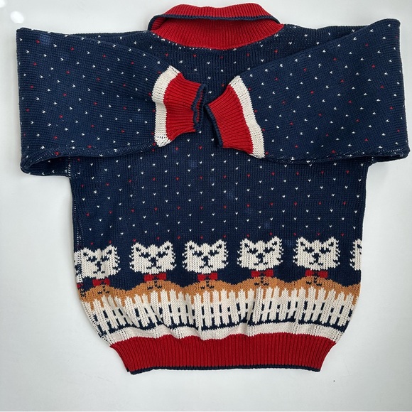 Vintage Crazy Cat Lady Bear Ugly Holiday Sweater S M - Picture 2 of 11